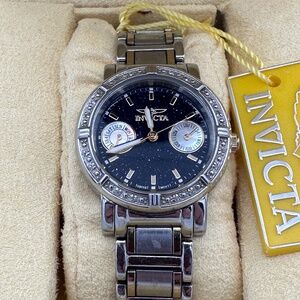 invicta Classique Pinnacle Womens Watch Black/Gold/Silver Model 0099 33mm